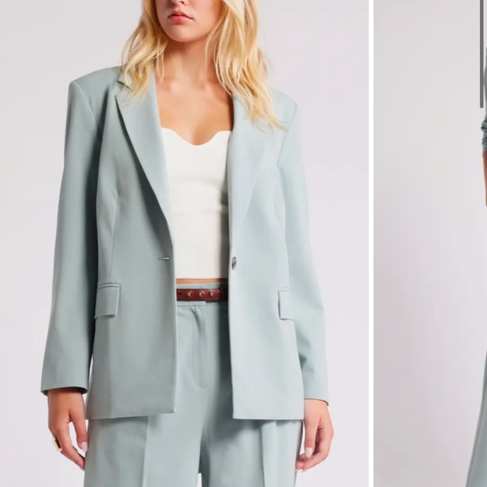 Open Edit Light Blue Oversized Blazer